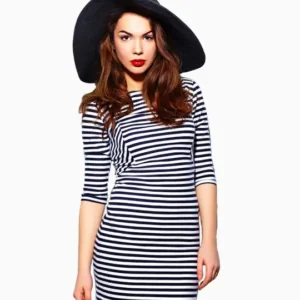 White Black Line Dress